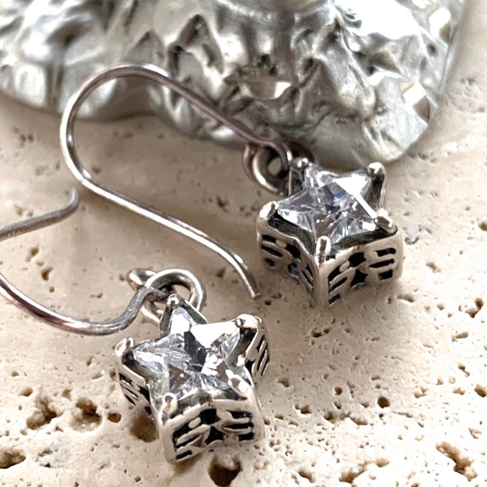 Silpada Vintage Rare .925 Sterling Silver CZ 🌟⭐️ Star ⭐️🌟 Earrings